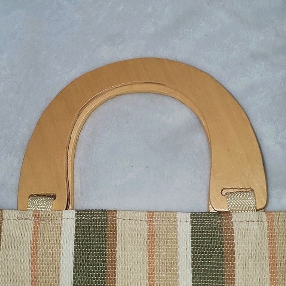 EUC Neiman Marcus Top Handle Striped Mini Tote Bag - Picture 5 of 10